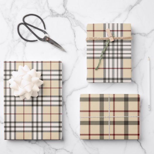 Feuille De Papier Cadeau Tan and White Buffalo Plaid En vichy en série 3 (Recto)