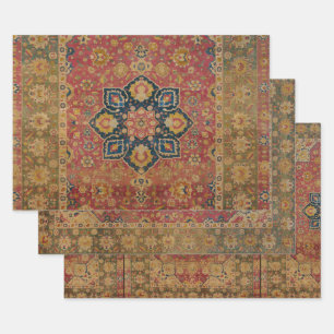 Feuille De Papier Cadeau Tapis persan asiatique Kashan en or rouge