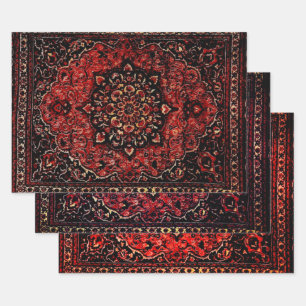 Feuille De Papier Cadeau Tapis persan dans le champ teinté rose