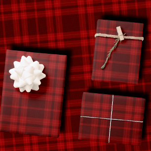 Feuille De Papier Cadeau Tartan à carreaux monochrome rouge burgundy profon