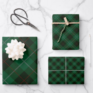 Feuille De Papier Cadeau Tartan à carreaux vert et rouge pour Noël