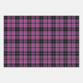 Feuille De Papier Cadeau Tartan - Blanc-Noir-Rose Différent (Devant 3)