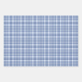 Feuille De Papier Cadeau Tartan - Bleu clair à bleu marine Différent (Devant 2)