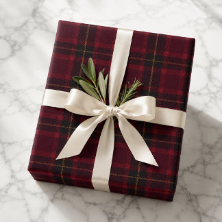 Feuille De Papier Cadeau Tartan Bourguignon Élégant
