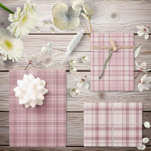 Feuille De Papier Cadeau Tartan - Ciment rose foncé à clair blanc différent