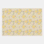 Feuille De Papier Cadeau Tartan daisy lemon yellow grey set wrapping paper (Devant 2)