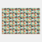 Feuille De Papier Cadeau Tartan de Cerf de Fête de Garçons avec Bois (Devant 2)