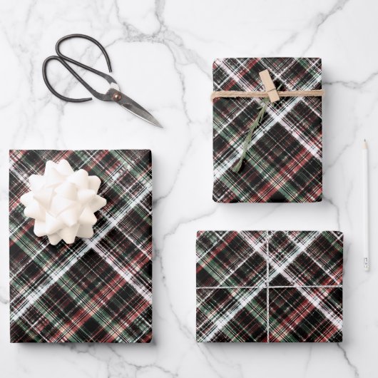 Feuille De Papier Cadeau Tartan de Noël texturé.  (Recto)