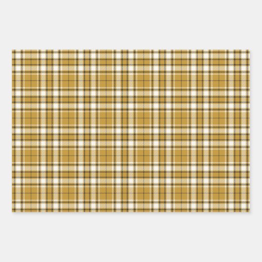 Feuille De Papier Cadeau Tartan - Ivoire d'or de moutarde et graphite (Devant)