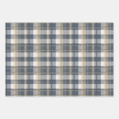 Feuille De Papier Cadeau Tartan - Marine, sable et blanc naturel (Devant)