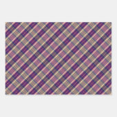 Feuille De Papier Cadeau Tartan mauve, or et bleu (Devant 3)