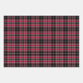 Feuille De Papier Cadeau Tartan - Noir-Rouge-Blanc (Devant)