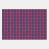 Feuille De Papier Cadeau Tartan - Patriotique - Bleu Rouge Étoiles Blanches (Devant 2)