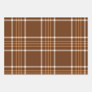 Feuille De Papier Cadeau Tartan plaid Automne Brown et beige Motif