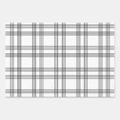 Feuille De Papier Cadeau Tartan Plaid Blanc Avec Lignes Noires (Devant 3)