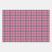 Feuille De Papier Cadeau Tartan rose, or et bleu (Devant)