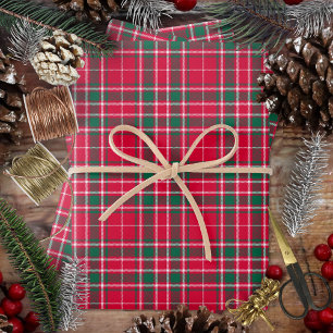 Feuille De Papier Cadeau Tartan - Rouge vert et blanc
