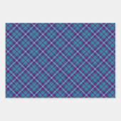 Feuille De Papier Cadeau Tartan vert de mer, violet et bleu (Devant 3)