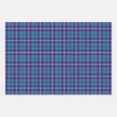 Feuille De Papier Cadeau Tartan vert de mer, violet et bleu (Devant)