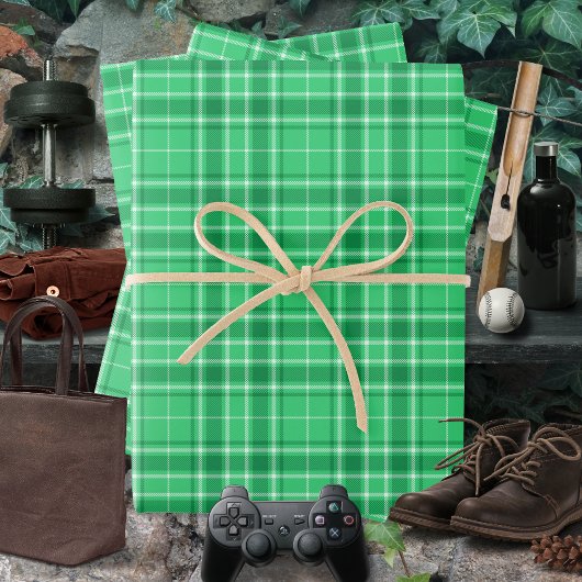Feuille De Papier Cadeau Tartan - Vert vert foncé à vert foncé