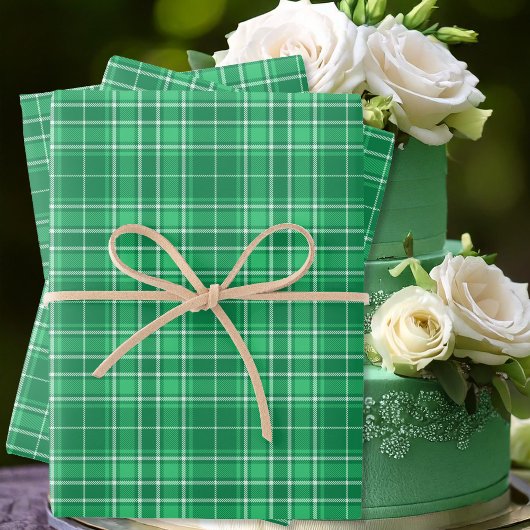 Feuille De Papier Cadeau Tartan - Vibrant vert foncé à vert clair