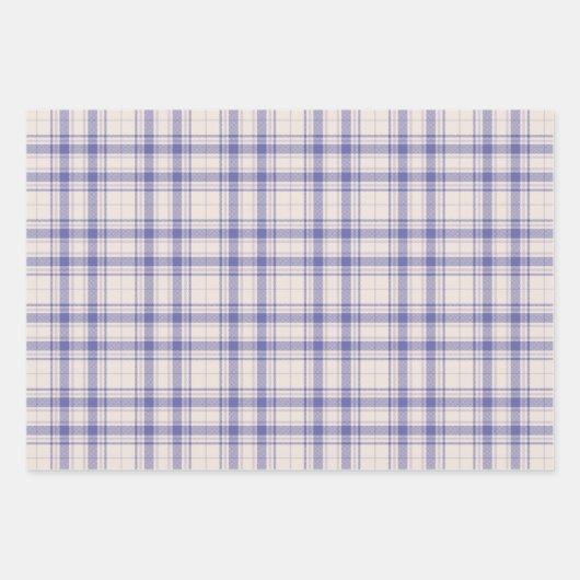 Feuille De Papier Cadeau Tartan - Violet foncé-Mauve-Ciment blanc différent (Devant 3)