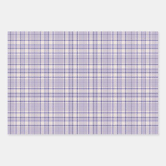 Feuille De Papier Cadeau Tartan - Violet foncé-Mauve-Ciment blanc différent (Devant 2)