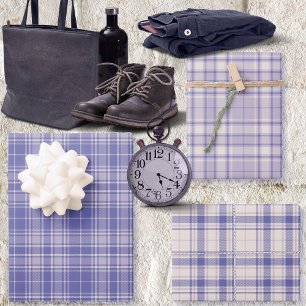 Feuille De Papier Cadeau Tartan - Violet foncé-Mauve-Ciment blanc différent