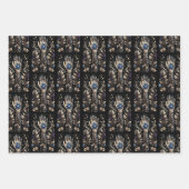 Feuille De Papier Cadeau Tatouage Main Noir Et Or (Devant)