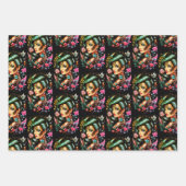 Feuille De Papier Cadeau Tatouages Et Roses (Devant 3)