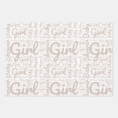 Feuille De Papier Cadeau Taupe tendance Typographie de script Baby shower B (Devant)