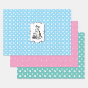 Feuille De Papier Cadeau Tea Party Pit Bull (lt brindle white 3) chien mign