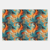 Feuille De Papier Cadeau Teal & Orange Abstrait (Devant)