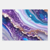 Feuille De Papier Cadeau Teal Purple Galaxy Agate Marble Pattern (Devant 3)