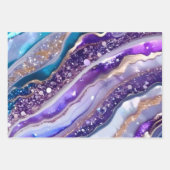 Feuille De Papier Cadeau Teal Purple Galaxy Agate Marble Pattern (Devant 2)