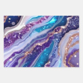 Feuille De Papier Cadeau Teal Purple Galaxy Agate Marble Pattern (Devant)