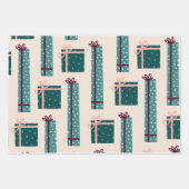 Feuille De Papier Cadeau Teal Red Retro Gifts Plaid Pattern Christmas (Devant 2)
