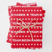 Feuille De Papier Cadeau Team Biden Harris White Stars Motif Custom Red (En situation)
