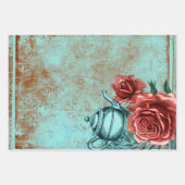 Feuille De Papier Cadeau Teapot floral turquoise (Devant 2)