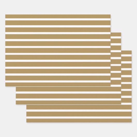 Feuille De Papier Cadeau Teck rayures neutres (Lot)