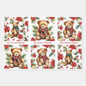 Feuille De Papier Cadeau Teddy Bear Add Name Cute Christmas 3 (Devant 3)