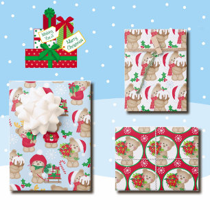 Feuille De Papier Cadeau Teddy Bear Christmas 3 Coordination