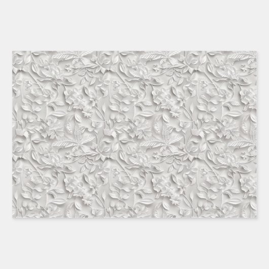 Feuille De Papier Cadeau Teintes blanches en relief (Devant 3)