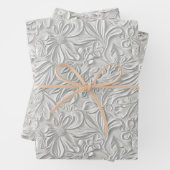 Feuille De Papier Cadeau Teintes blanches en relief (En situation)