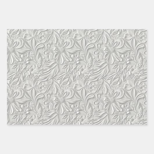 Feuille De Papier Cadeau Teintes blanches en relief (Devant)