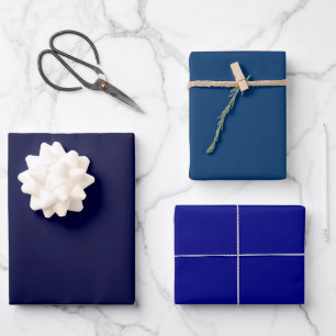 Feuille De Papier Cadeau Teintes Bleu Nuit Foncé Uni 3 Tons
