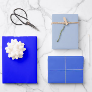 Feuille De Papier Cadeau Teintes Bleu Royal en Acier Uni 3 Tons