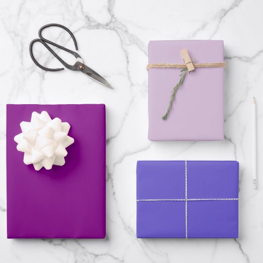 Feuille De Papier Cadeau Teintes de Chardon Uni Gris Violet 3 Tons (Recto)