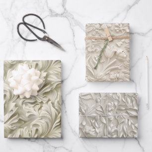 Feuille De Papier Cadeau Teintes gaufrées de blanc cassé