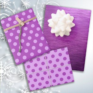 Feuille De Papier Cadeau Teintes métalliques de baie violette en pointillés
